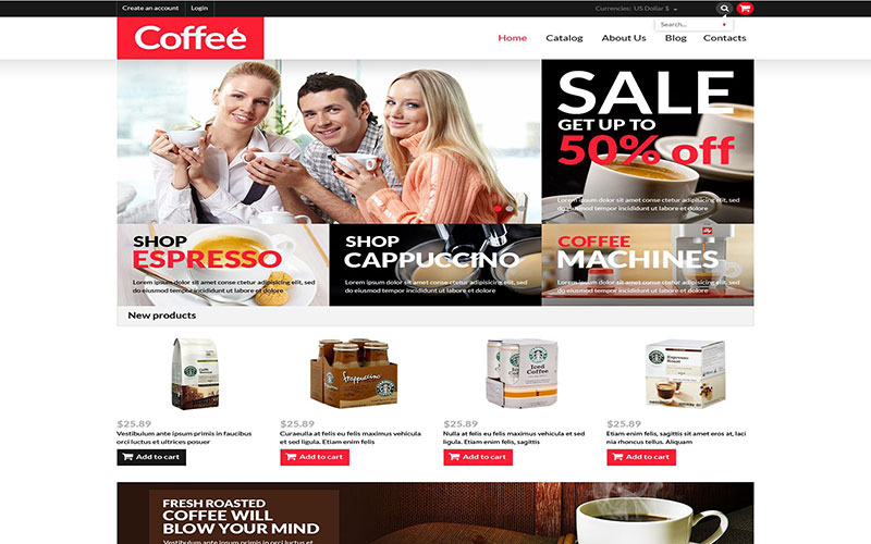 Κατασκευή ηλεκτρονικού καταστήματος eshop Coffee Shop